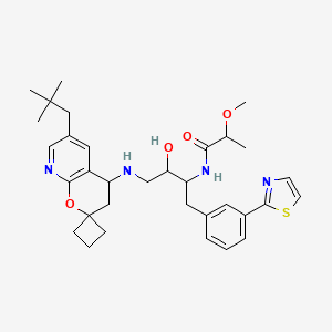 N-[4-[[6-(2,2-dimethylpropyl)spiro[3,4-dihydropyrano[2,3-b]pyridine-2,1'-cyclobutane]-4-yl]amino]-3-hydroxy-1-[3-(1,3-thiazol-2-yl)phenyl]butan-2-yl]-2-methoxypropanamide