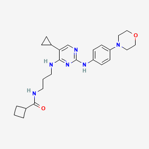 molecular formula C25H34N6O2 B10771721 N-{3-[(5-cyclopropyl-2-{[4-(morpholin-4-yl)phenyl]amino}pyrimidin-4-yl)amino]propyl}cyclobutanecarboxamide 