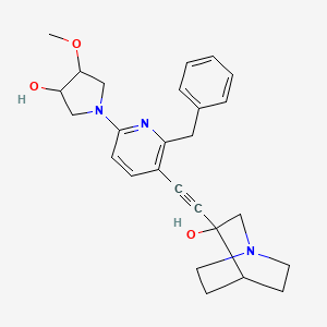 molecular formula C26H31N3O3 B10771725 3-[2-[2-Benzyl-6-(3-hydroxy-4-methoxypyrrolidin-1-yl)pyridin-3-yl]ethynyl]-1-azabicyclo[2.2.2]octan-3-ol 