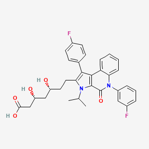 molecular formula C33H32F2N2O5 B10771730 (3R,5R)-7-[5-(3-fluorophenyl)-1-(4-fluorophenyl)-4-oxo-3-propan-2-ylpyrrolo[2,3-c]quinolin-2-yl]-3,5-dihydroxyheptanoic acid 