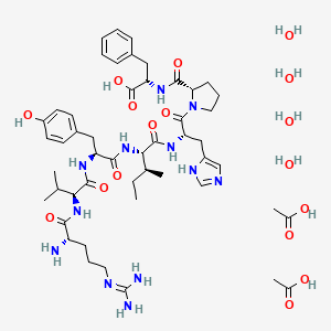 molecular formula C50H82N12O17 B10771764 H-Arg-Val-Tyr-Ile-His-Pro-Phe-OH.2CH3CO2H.4H2O 