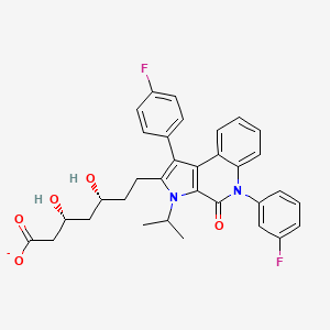 molecular formula C33H31F2N2O5- B10771783 sodium (3R,5R)-7-(5-(3-fluorophenyl)-1-(4-fluorophenyl)-3-isopropyl-4-oxo-4,5-dihydro-3H-pyrrolo[2,3-c]quinolin-2-yl)-3,5-dihydroxyheptanoate 