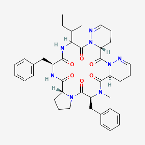 molecular formula C40H50N8O6 B10771835 Cyclo[L-Pro-D-Phe-L-Ile-1,6-didehydro-D-Pyz-1,6-didehydro-L-Pyz-N-methyl-L-Phe-] 