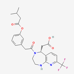 molecular formula C24H26F3N3O5 B10771936 2-[(5R)-4-(2-{3-[(3-methylbutanoyl)oxy]phenyl}acetyl)-8-(trifluoromethyl)-1H,2H,3H,4H,5H-pyrido[2,3-e][1,4]diazepin-5-yl]acetic acid 