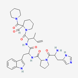 1-[2-amino-3-(1H-imidazol-5-yl)propanoyl]-N-[1-[[1-[2-formyl-2-(piperidine-1-carbonyl)piperidin-1-yl]-3-methyl-1-oxopent-4-en-2-yl]amino]-3-(1H-indol-3-yl)-1-oxopropan-2-yl]pyrrolidine-2-carboxamide