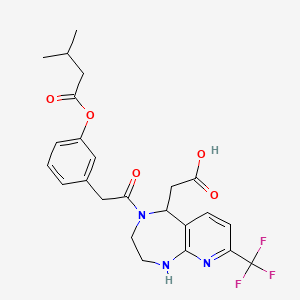 molecular formula C24H26F3N3O5 B10771989 2-[4-[2-[3-(3-methylbutanoyloxy)phenyl]acetyl]-8-(trifluoromethyl)-1,2,3,5-tetrahydropyrido[2,3-e][1,4]diazepin-5-yl]acetic acid 