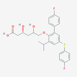 molecular formula C27H28F2O5S B10772019 (3R)-6-[2-(4-fluorophenyl)-4-(4-fluorophenyl)sulfanyl-6-propan-2-ylphenoxy]-3,5-dihydroxyhexanoic acid 