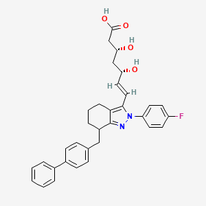 molecular formula C33H33FN2O4 B10772045 (E,3R,5S)-7-[2-(4-fluorophenyl)-7-[(4-phenylphenyl)methyl]-4,5,6,7-tetrahydroindazol-3-yl]-3,5-dihydroxyhept-6-enoic acid 