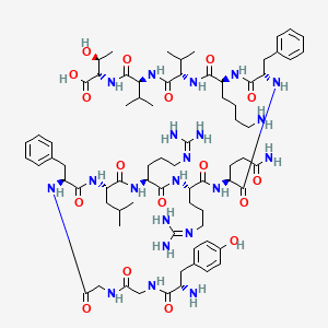 molecular formula C74H115N21O17 B10772098 Yggflrrqfkvvt 