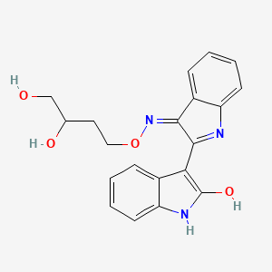 molecular formula C20H19N3O4 B10772170 3-(3-((3,4-Dihydroxybutoxy)imino)-1,3-dihydro-2H-indol-2-ylidene)-1,3-dihydro-2H-indol-2-one CAS No. 854171-35-0