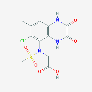 molecular formula C12H12ClN3O6S B10772195 2-[(6-Chloro-7-methyl-2,3-dioxo-1,4-dihydroquinoxalin-5-yl)-methylsulfonylamino]acetic acid 