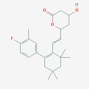 molecular formula C24H31FO3 B10772298 6-[2-[2-(4-Fluoro-3-methylphenyl)-4,4,6,6-tetramethylcyclohexen-1-yl]ethenyl]-4-hydroxyoxan-2-one 