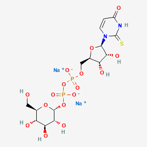 molecular formula C15H22N2Na2O16P2S B10772354 disodium;[[(2R,3S,4R,5R)-3,4-dihydroxy-5-(4-oxo-2-sulfanylidenepyrimidin-1-yl)oxolan-2-yl]methoxy-oxidophosphoryl] [(2R,3R,4S,5S,6R)-3,4,5-trihydroxy-6-(hydroxymethyl)oxan-2-yl] phosphate 