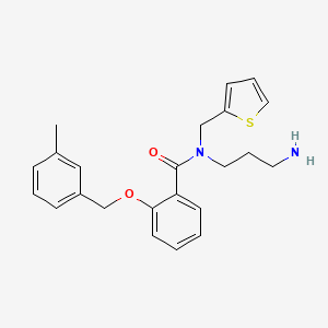 molecular formula C23H26N2O2S B10772383 N-(3-aminopropyl)-2-(3-methylbenzyloxy)-N-(thiophen-2-ylmethyl)benzamide 