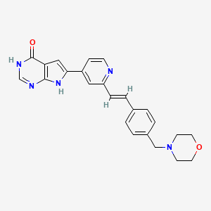 molecular formula C24H23N5O2 B10772424 6-[2-[(E)-2-[4-(morpholin-4-ylmethyl)phenyl]ethenyl]pyridin-4-yl]-1,7-dihydropyrrolo[3,2-e]pyrimidin-4-one 