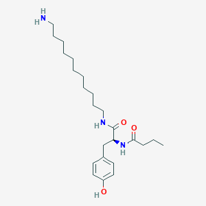 molecular formula C24H41N3O3 B10772469 N-[(S)-1-(11-Amino-undecylcarbamoyl)-2-(4-hydroxy-phenyl)-ethyl]-butyramide 