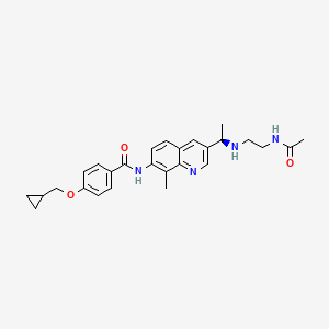 molecular formula C27H32N4O3 B10772564 4-(cyclopropylmethoxy)-N-{3-[(1R)-1-[(2-acetamidoethyl)amino]ethyl]-8-methylquinolin-7-yl}benzamide 