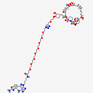 molecular formula C91H138N12O24 B10772601 N-[4-[4-amino-3-(2-amino-1,3-benzoxazol-5-yl)pyrazolo[3,4-d]pyrimidin-1-yl]butyl]-3-[2-[2-[2-[2-[2-[2-[2-[2-[4-[2-[(1R,2R,4S)-4-[(2R)-2-[(1R,9S,12S,15R,16E,18R,19R,21R,23S,24E,30S,32S,35R)-1,18-dihydroxy-19,30-dimethoxy-15,17,21,23,29,35-hexamethyl-2,3,10,14,20-pentaoxo-11,36-dioxa-4-azatricyclo[30.3.1.04,9]hexatriaconta-16,24,26,28-tetraen-12-yl]propyl]-2-methoxycyclohexyl]oxyethoxymethyl]triazol-1-yl]ethoxy]ethoxy]ethoxy]ethoxy]ethoxy]ethoxy]ethoxy]ethoxy]propanamide 