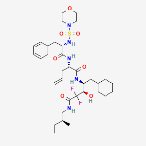 molecular formula C34H53F2N5O7S B10772693 (2S)-N-[(2S,3R)-1-cyclohexyl-4,4-difluoro-3-hydroxy-4-{[(2S)-2-methylbutyl]carbamoyl}butan-2-yl]-2-[(2S)-2-[(morpholine-4-sulfonyl)amino]-3-phenylpropanamido]pent-4-enamide 