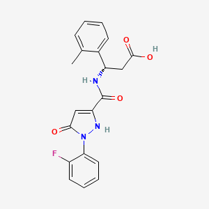 molecular formula C20H18FN3O4 B10772702 (S)-3-{[1-(2-Fluoro-Phenyl)-5-Hydroxy-1h-Pyrazole-3-Carbonyl]-Amino}-3-O-Tolyl-Propionic Acid 