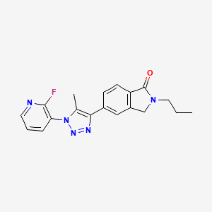 molecular formula C19H18FN5O B10772745 5-(1-(2-fluoropyridin-3-yl)-5-methyl-1H-1,2,3-triazol-4-yl)-2-propylisoindolin-1-one 