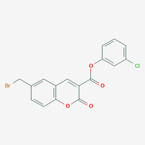 molecular formula C17H10BrClO4 B10772804 (3-Chlorophenyl) 6-(bromomethyl)-2-oxochromene-3-carboxylate 