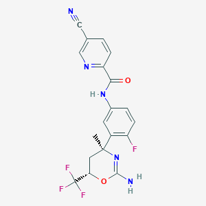 molecular formula C19H15F4N5O2 B10772819 N-{3-[(4s,6s)-2-Amino-4-Methyl-6-(Trifluoromethyl)-5,6-Dihydro-4h-1,3-Oxazin-4-Yl]-4-Fluorophenyl}-5-Cyanopyridine-2-Carboxamide 