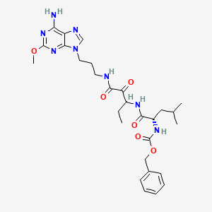 molecular formula C28H38N8O6 B10772856 Cbz-Leu-D,L-Abu-CONH-(CH(2))(3)-2-methoxyadenin-9-yl 