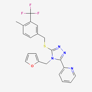 2-[4-(furan-2-ylmethyl)-5-[[4-methyl-3-(trifluoromethyl)phenyl]methylsulfanyl]-1,2,4-triazol-3-yl]pyridine