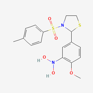 molecular formula C17H20N2O5S2 B10772923 N,N-dihydroxy-2-methoxy-5-[3-(4-methylphenyl)sulfonyl-1,3-thiazolidin-2-yl]aniline 