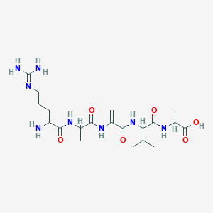 molecular formula C20H36N8O6 B10772963 H-DL-Arg-DL-Ala-Dha-DL-Val-DL-Ala-OH 