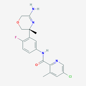 molecular formula C18H18ClFN4O2 B10772984 N-[3-[(3R)-5-amino-3-methyl-2,6-dihydro-1,4-oxazin-3-yl]-4-fluorophenyl]-5-chloro-3-methylpyridine-2-carboxamide 