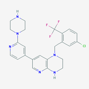 molecular formula C24H24ClF3N6 B10773084 1-[[5-chloro-2-(trifluoromethyl)phenyl]methyl]-7-(2-piperazin-1-ylpyridin-4-yl)-3,4-dihydro-2H-pyrido[2,3-b]pyrazine 