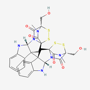 molecular formula C30H28N6O6S4 B10773143 (1R,3R,11S,14S)-14-(hydroxymethyl)-3-[(1S,3R,11R,14R)-14-(hydroxymethyl)-18-methyl-13,17-dioxo-15,16-dithia-10,12,18-triazapentacyclo[12.2.2.01,12.03,11.04,9]octadeca-4,6,8-trien-3-yl]-18-methyl-15,16-dithia-10,12,18-triazapentacyclo[12.2.2.01,12.03,11.04,9]octadeca-4,6,8-triene-13,17-dione 