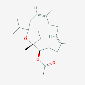 molecular formula C22H36O3 B10773149 [(1R,2R,5E,9Z)-1,5,9-trimethyl-12-propan-2-yl-15-oxabicyclo[10.2.1]pentadeca-5,9-dien-2-yl] acetate 