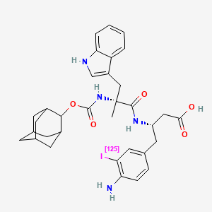 molecular formula C33H39IN4O5 B10773153 (3S)-3-[[(2R)-2-(2-adamantyloxycarbonylamino)-3-(1H-indol-3-yl)-2-methylpropanoyl]amino]-4-(4-amino-3-iodophenyl)butanoic acid 