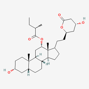 molecular formula C31H50O6 B10773171 (3alpha,5beta,12alpha,17xi)-3-hydroxy-21-[(2R,4R)-4-hydroxy-6-oxotetrahydro-2H-pyran-2-yl]pregnan-12-yl (2S)-2-methylbutanoate 