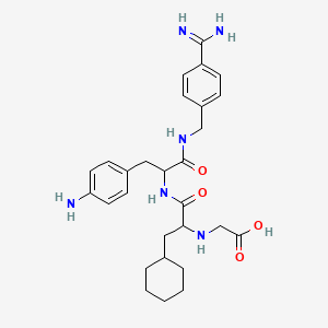 molecular formula C28H38N6O4 B10773180 2-[[1-[[3-(4-aminophenyl)-1-[(4-carbamimidoylphenyl)methylamino]-1-oxopropan-2-yl]amino]-3-cyclohexyl-1-oxopropan-2-yl]amino]acetic acid 