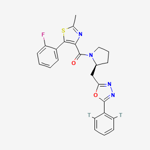 molecular formula C24H21FN4O2S B10773294 [(2S)-2-[[5-(2,6-ditritiophenyl)-1,3,4-oxadiazol-2-yl]methyl]pyrrolidin-1-yl]-[5-(2-fluorophenyl)-2-methyl-1,3-thiazol-4-yl]methanone 