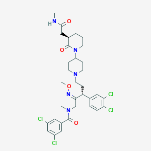 molecular formula C33H41Cl4N5O4 B10773312 3,5-dichloro-N-[(2Z,3R)-3-(3,4-dichlorophenyl)-2-methoxyimino-5-[4-[(3R)-3-(2-methylamino-2-oxoethyl)-2-oxopiperidin-1-yl]piperidin-1-yl]pentyl]-N-methylbenzamide 