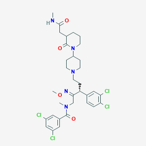 molecular formula C33H41Cl4N5O4 B10773357 3,5-dichloro-N-[(2Z,3R)-3-(3,4-dichlorophenyl)-2-methoxyimino-5-[4-[3-[2-(methylamino)-2-oxoethyl]-2-oxopiperidin-1-yl]piperidin-1-yl]pentyl]-N-methylbenzamide 