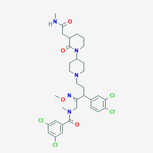 molecular formula C33H41Cl4N5O4 B10773376 3,5-dichloro-N-[3-(3,4-dichlorophenyl)-2-methoxyimino-5-[4-[3-[2-(methylamino)-2-oxoethyl]-2-oxopiperidin-1-yl]piperidin-1-yl]pentyl]-N-methylbenzamide 