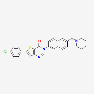 molecular formula C28H24ClN3OS B10773386 6-(4-Chlorophenyl)-3-[6-(piperidin-1-ylmethyl)naphthalen-2-yl]thieno[2,3-e]pyrimidin-4-one 