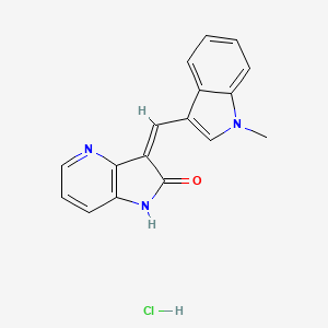 molecular formula C17H14ClN3O B10773411 (3Z)-3-[(1-methyl-1H-indol-3-yl)methylidene]-1H,2H,3H-pyrrolo[3,2-b]pyridin-2-one hydrochloride 