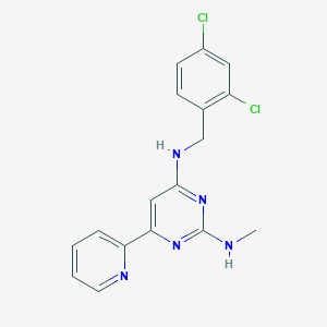 molecular formula C17H15Cl2N5 B10773485 4-N-[(2,4-dichlorophenyl)methyl]-2-N-methyl-6-pyridin-2-ylpyrimidine-2,4-diamine 