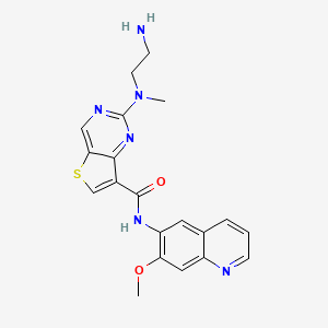 molecular formula C20H20N6O2S B10773493 2-[(2-aminoethyl)(methyl)amino]-N-(7-methoxyquinolin-6-yl)thieno[3,2-d]pyrimidine-7-carboxamide 