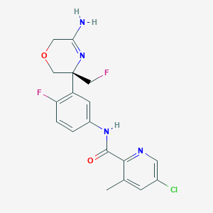 molecular formula C18H17ClF2N4O2 B10773498 N-[3-[(3R)-5-amino-3-(fluoromethyl)-2,6-dihydro-1,4-oxazin-3-yl]-4-fluorophenyl]-5-chloro-3-methylpyridine-2-carboxamide 