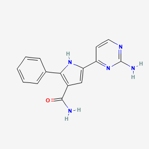 molecular formula C15H13N5O B10773500 5-(2-aminopyrimidin-4-yl)-2-phenyl-1H-pyrrole-3-carboxamide 