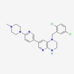 molecular formula C24H26Cl2N6 B10773505 1-[(2,5-dichlorophenyl)methyl]-7-[6-(4-methylpiperazin-1-yl)pyridin-3-yl]-3,4-dihydro-2H-pyrido[2,3-b]pyrazine 