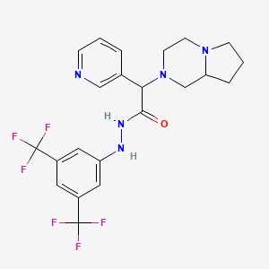 molecular formula C22H23F6N5O B10773516 2-(3,4,6,7,8,8a-hexahydro-1H-pyrrolo[1,2-a]pyrazin-2-yl)-N'-[3,5-bis(trifluoromethyl)phenyl]-2-pyridin-3-ylacetohydrazide 